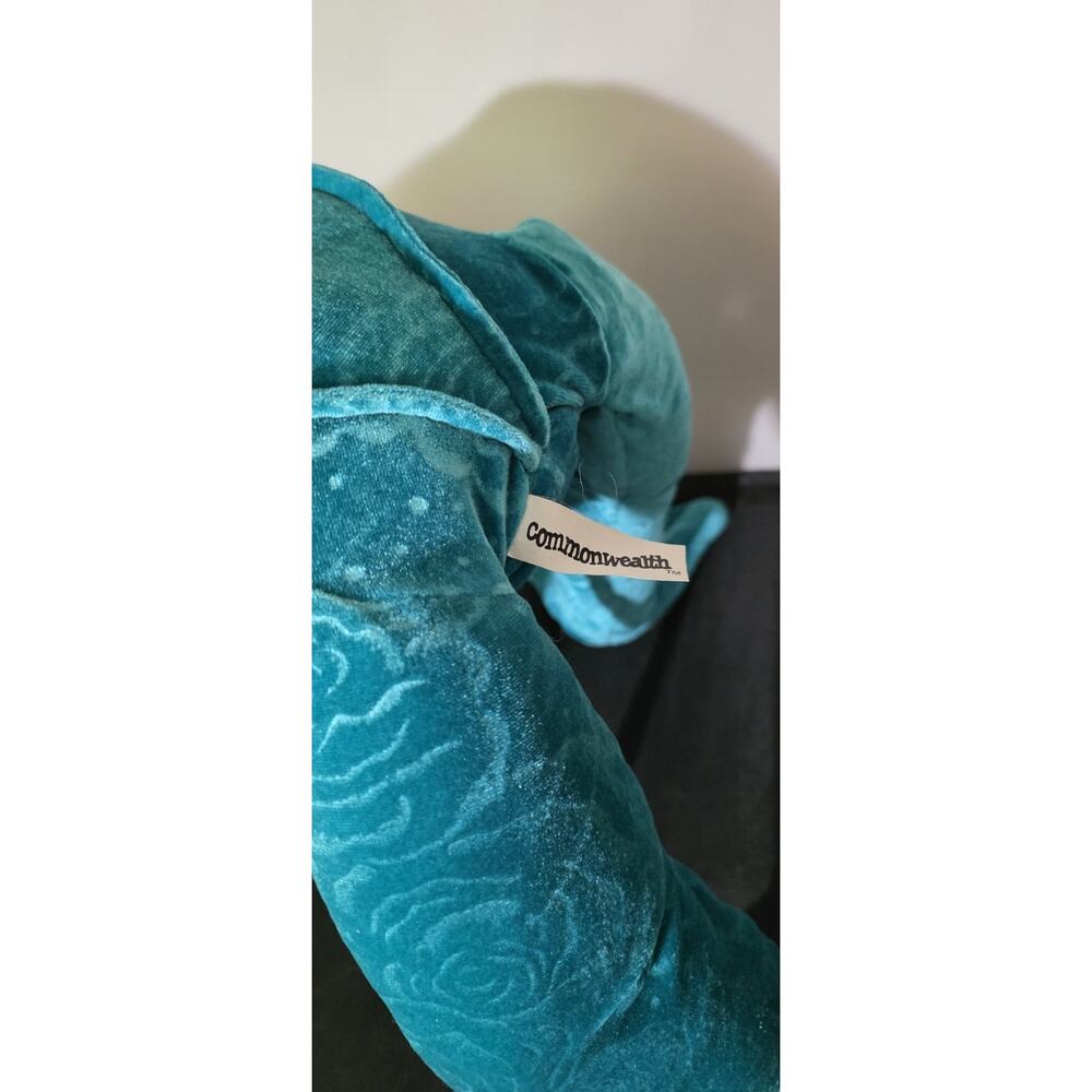 Vintage Commonwealth VELVET FROG Teal Blue Rose Pattern 22" Stuffed Animal 21 - Picture 3 of 5